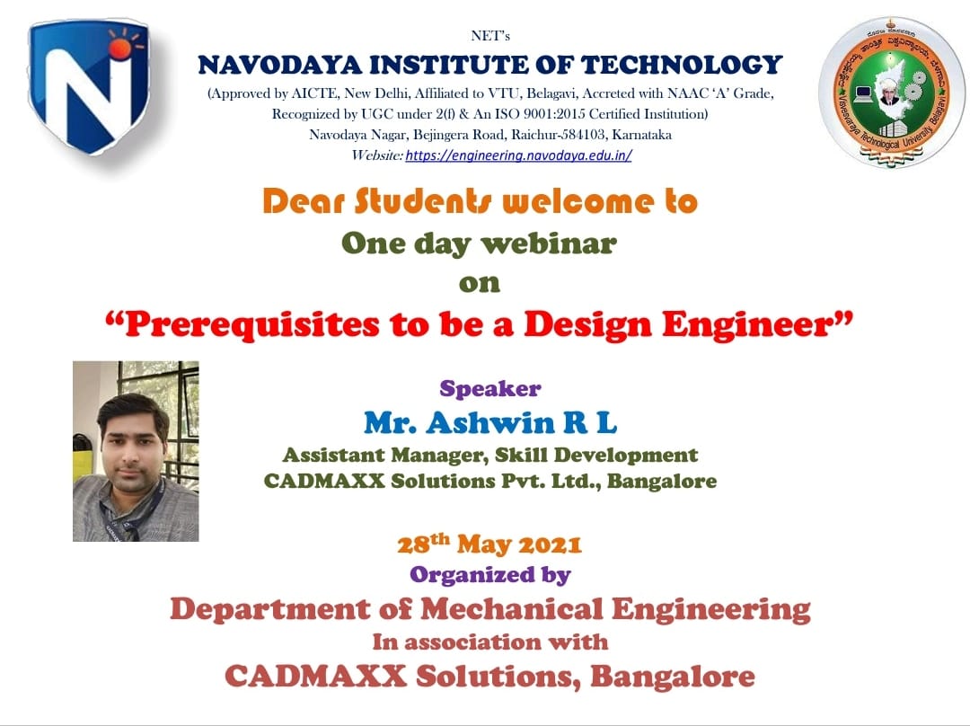 Webinar on “PREREQUISITES TO BE A DESIGN ENGINEER”