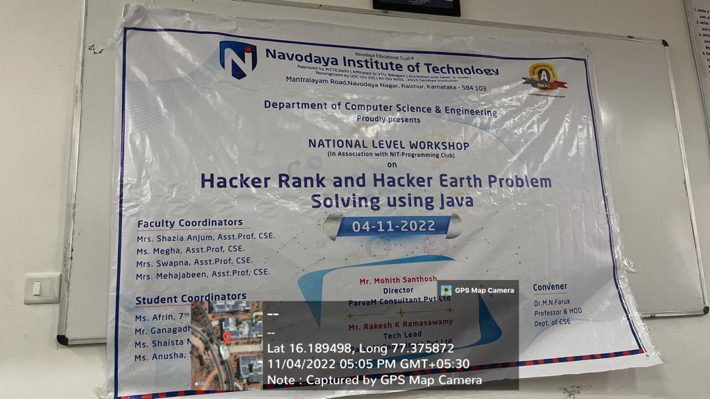 NIT-CSE National Level Workshop – Hacker Rank and Hacker Earth Problem Solving using Java