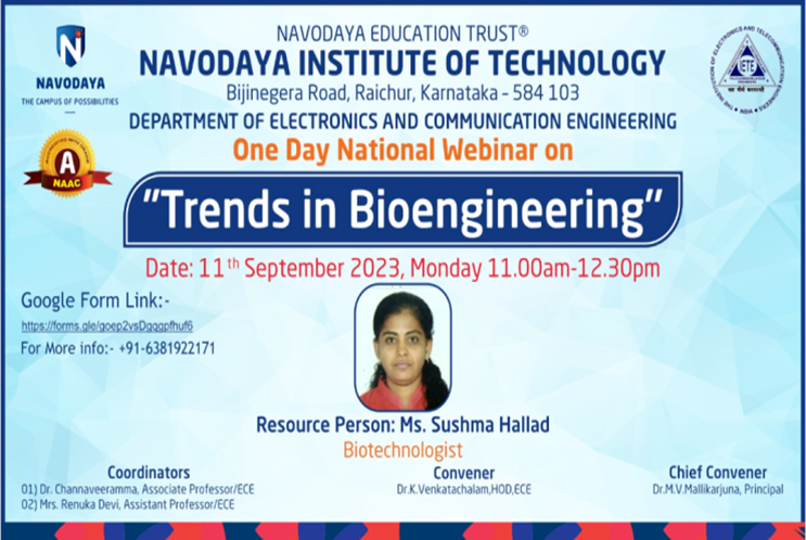 One Day Webinar on Trends in Bioengineering